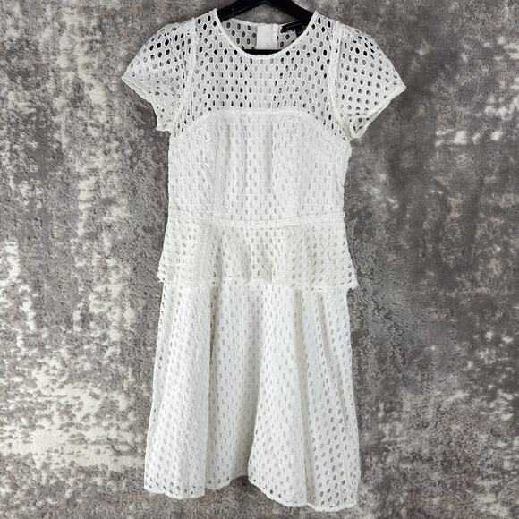 Banana Republic Dresses & Skirts - Banana Republic Size 4 Eyelet Fit Flared Mini Dress White Short Sleeve Summer